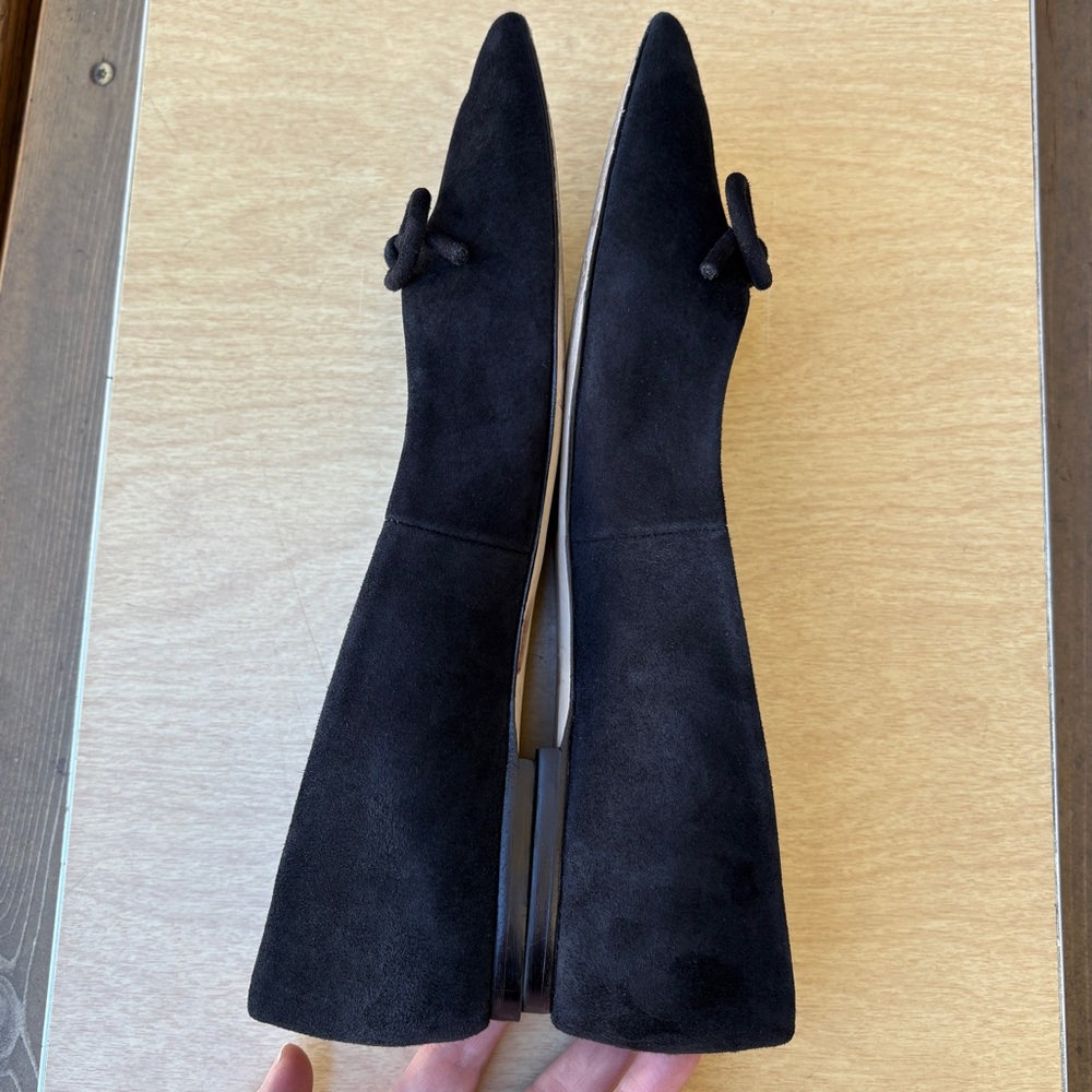 Larroude Lee Black Suede Leather Point Toe Ballerina Flats In Sz 9 - Picture 10 of 11
